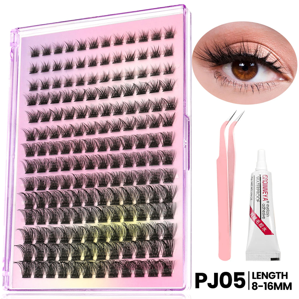 280 Clusters Individual Lashes Natural Look Soft Curly Fluffy Cluster Lashes DIY Eyelash Extension Personal Eyelash Makeup Tool