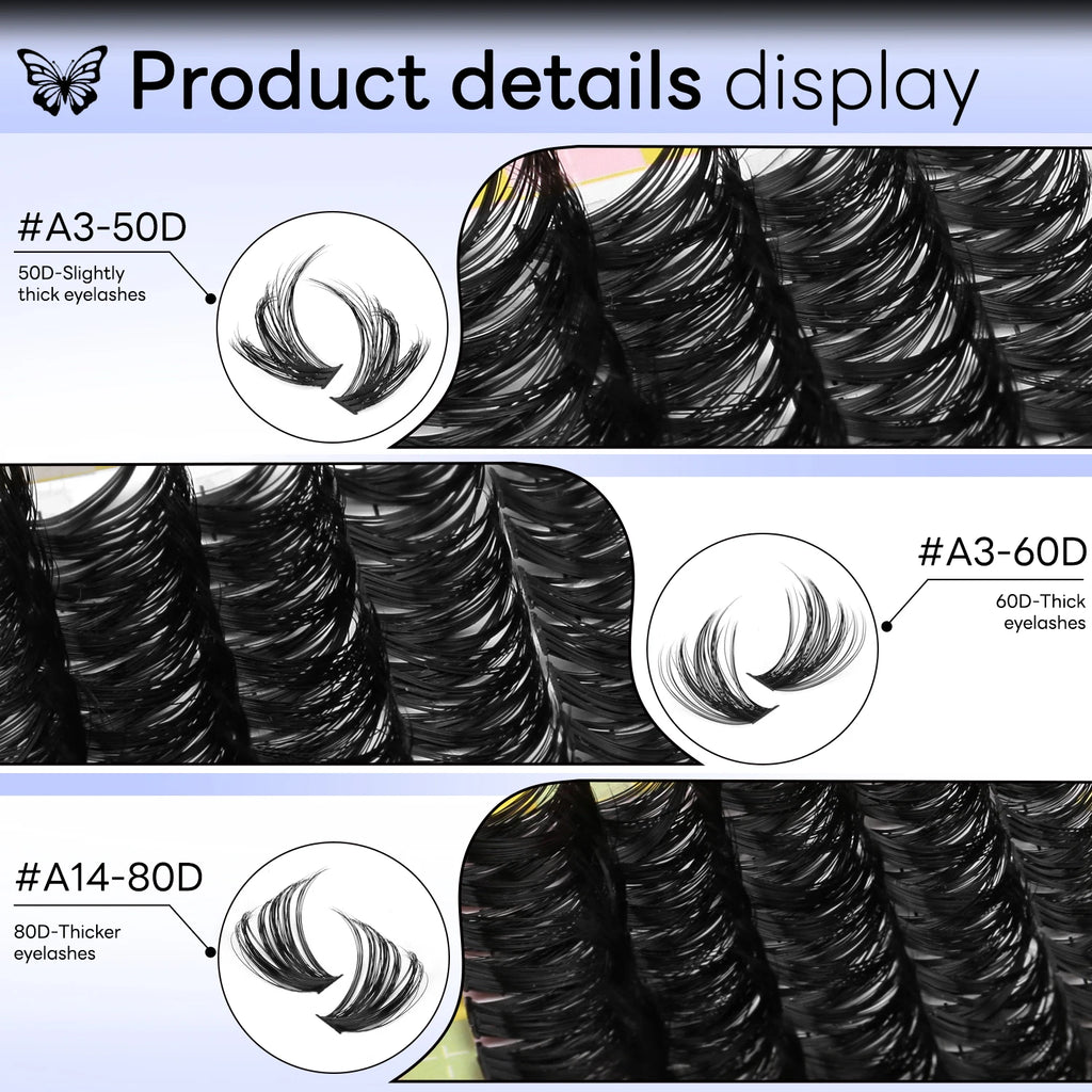 Clusters Lashes Book – High Capacity, Mixed Styles 10–16mm, Mega Volume, Wispy Cluster Lashes