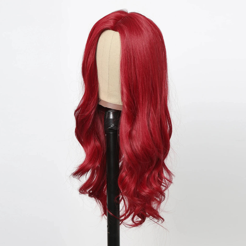 Red Synthetic Wig – Long Wavy, Natural Hairline, Heat-Resistant, Daily/Party/Cosplay