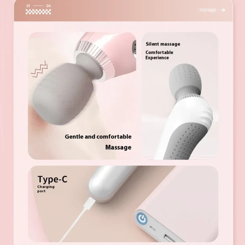Deep Tissue Massage Gun USB Rechargeable Portable Full Body Muscle Massage 5-speed Adjustable Fascia Gun Pink and Black