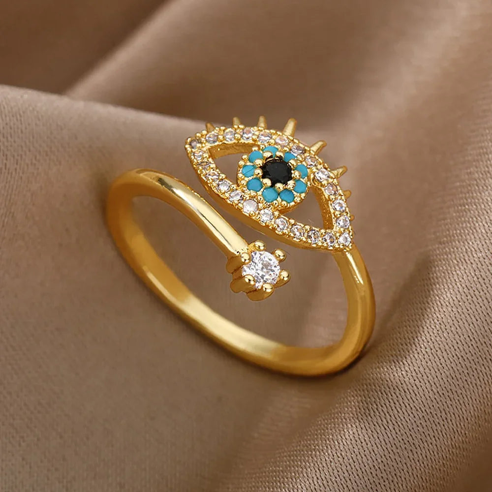 Gold Color Turkish Evil Eye Ring for Women