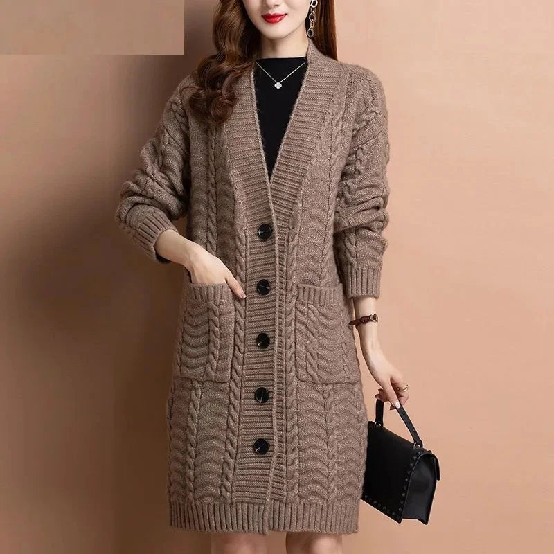 🧥 Loose Knitted Cardigan – Style Décontracté d’Automne Hivernal