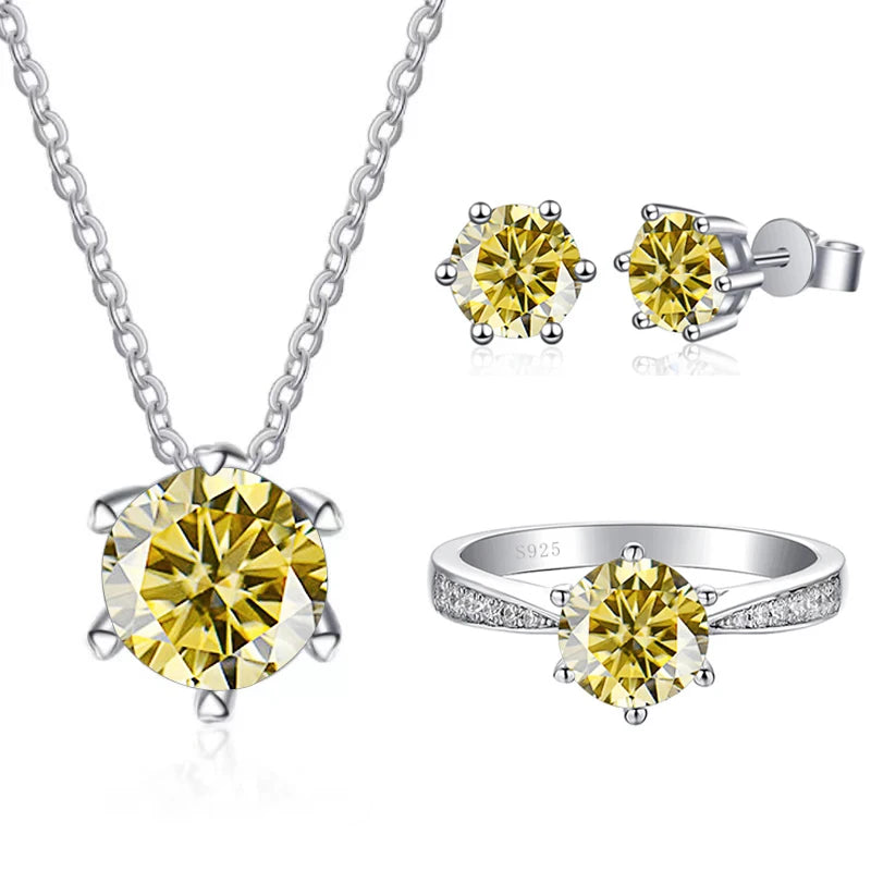 JoyceJelly 1CT D VVS Moissanite Jewelry Set