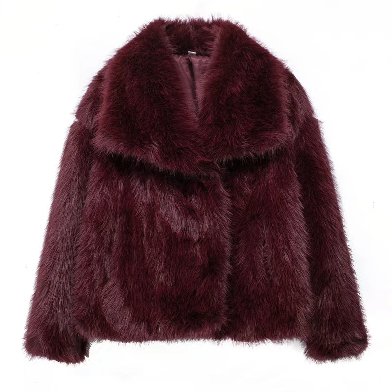 HXAO Women's Winter Faux Fur Coat 2024 – Plush Fluffy Autumn Jacket