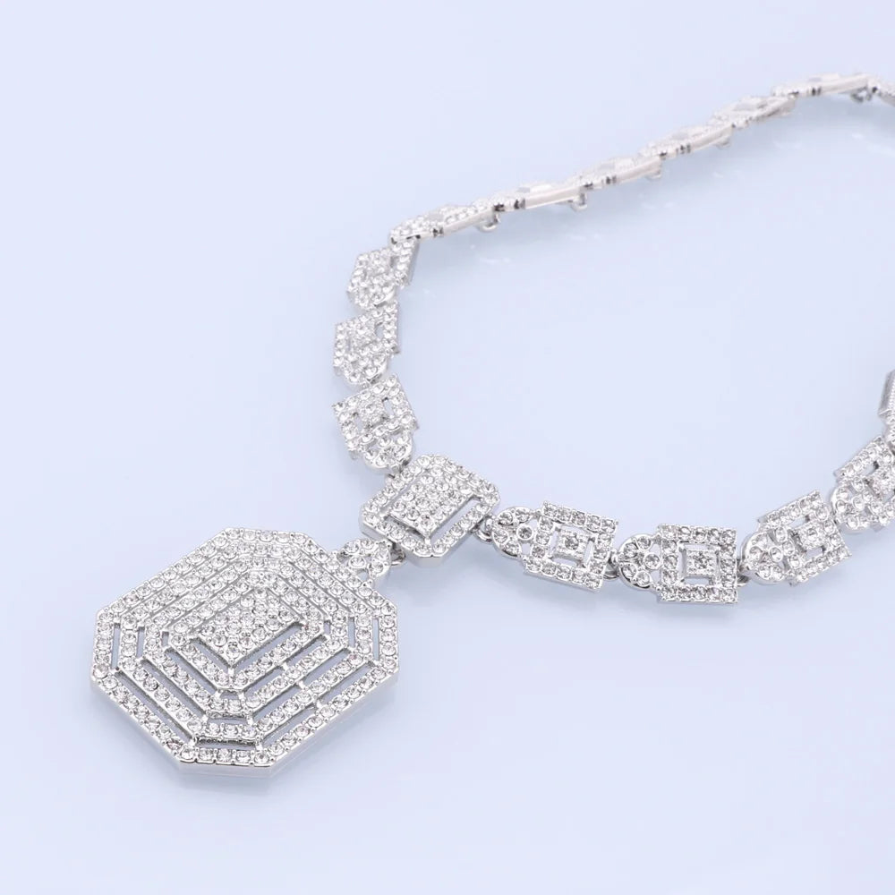 CYNTHIA Silver Plated Jewelry Set – Necklace, Earrings, Bracelet & Ring