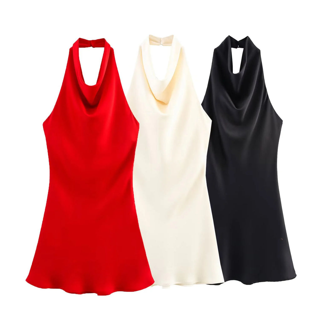 Women’s Summer Backless Satin Dress