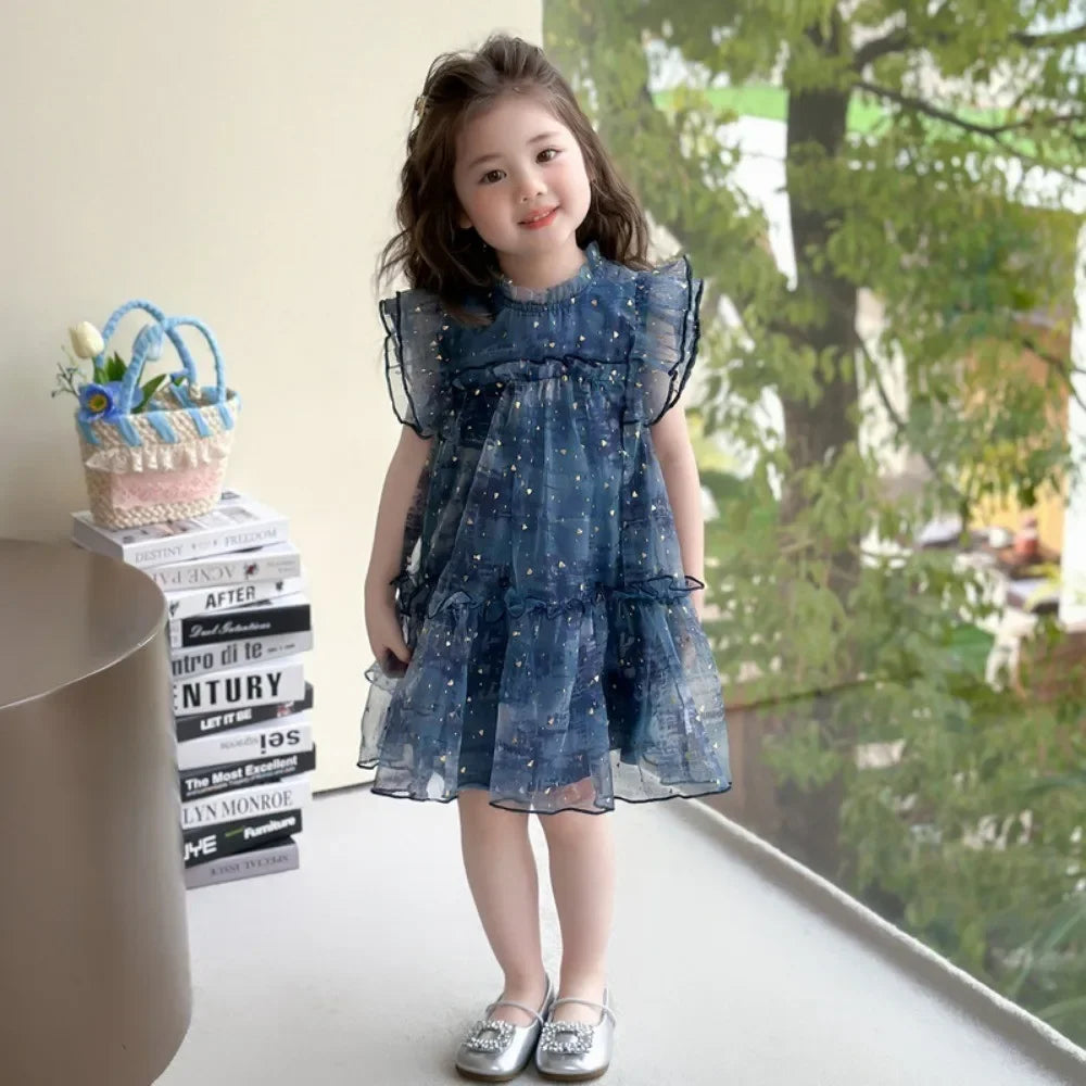 Bear Leader Girls Summer Dress – Sleeveless, Sequins Mesh, Princess Style, Birthday Party Dress