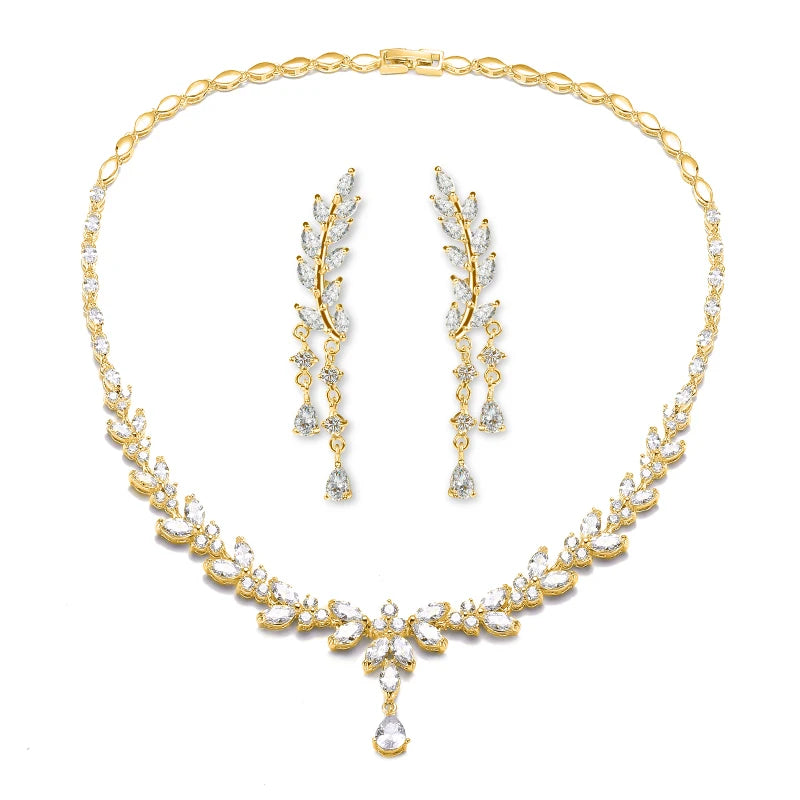 ZAKOL Luxury Cubic Zirconia Earrings & Necklace Set