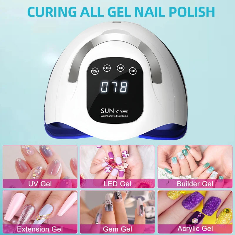 320W SUN X19 MAX Nail Lamp – 72 LEDs, UV/LED, Gel Polish Curing, Large LCD Touch Screen