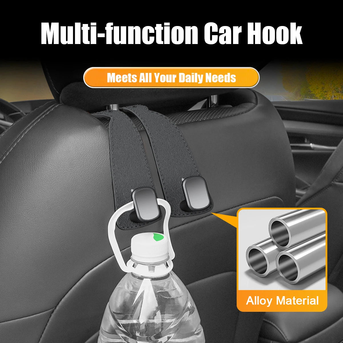Multi-Functional Car Seat Headrest Hooks – Back Seat Organizer for Bags & Coats