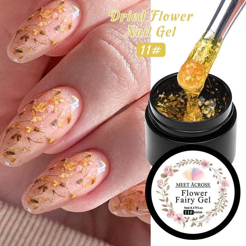5ml Pink Dried Flower Gel Polish – Semi-Permanent, UV Soak-Off, Fairy Nail Art