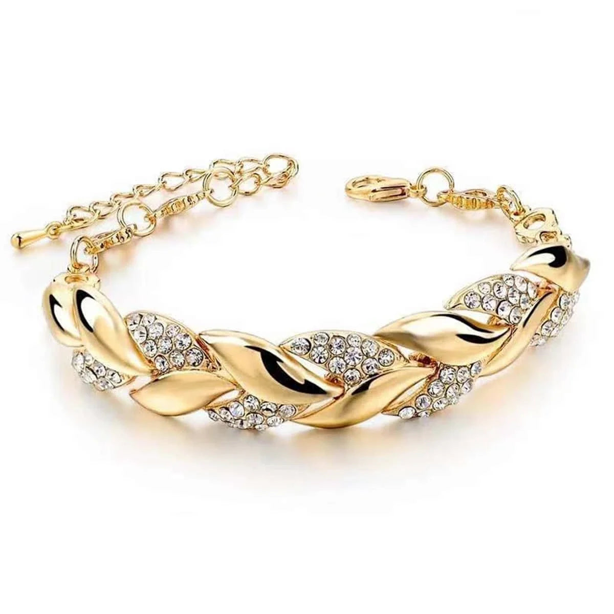 Feuille Dorée – Hip Hop Leaf Crystal Bracelet