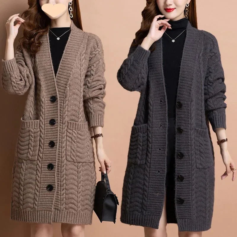 🧥 Loose Knitted Cardigan – Style Décontracté d’Automne Hivernal