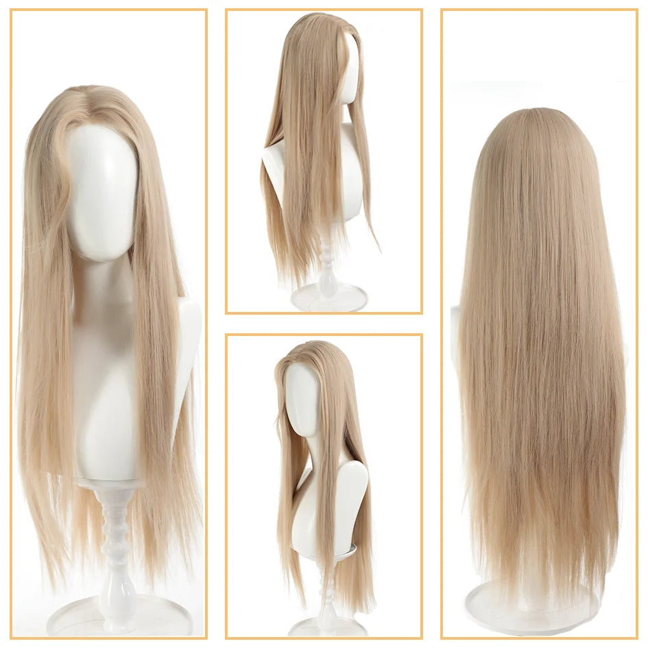 Synthetic Wig – Long Straight & Curly Hair, Bangs, Ponytail, Braids, Halloween/Christmas Gift