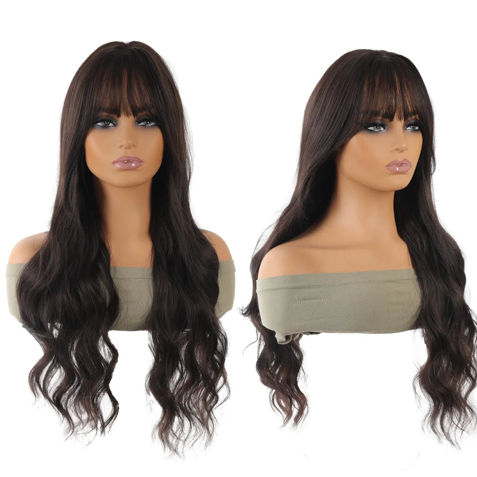 Synthetic Wig – Long Straight & Curly Hair, Bangs, Ponytail, Braids, Halloween/Christmas Gift