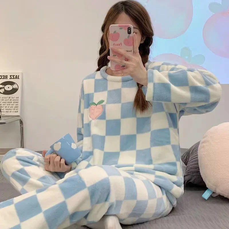 Women’s Coral Velvet Winter Pajamas Set