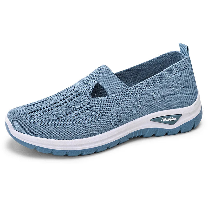 Women's Mesh Slip-On Sneakers – Lightweight Vulcanized Flats, Plus Size 42