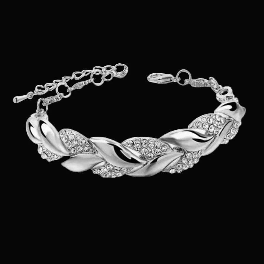 Feuille Dorée – Hip Hop Leaf Crystal Bracelet