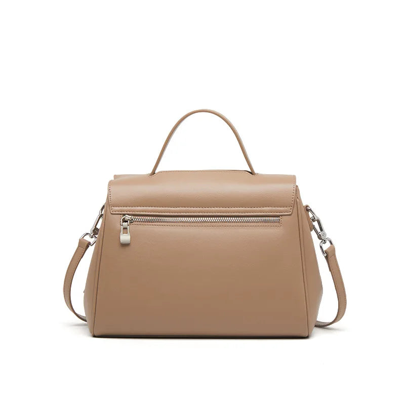 Solid Cowhide Handbag – Luxury Women’s Single-Shoulder Leather Bag