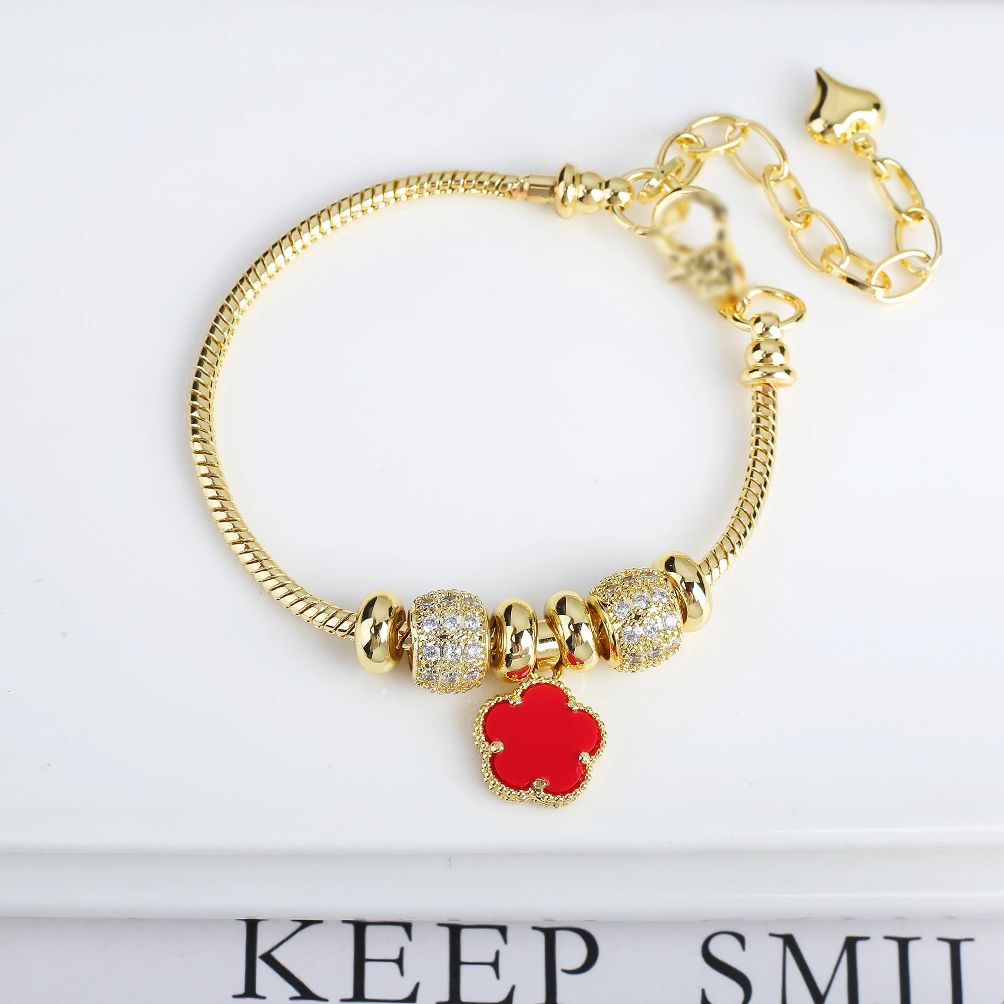 5-Leaf Clover Woven Chain Bracelet – Women’s Luxury Jewelry