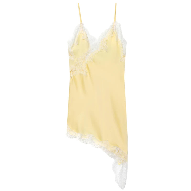 HXAO Women's Lace Asymmetric Slip Dress
