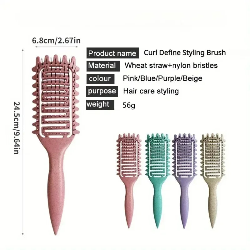 Curl Define Styling Brush – Hollow, Detangling, Wet & Curly Hair, Curls Shaping Tool
