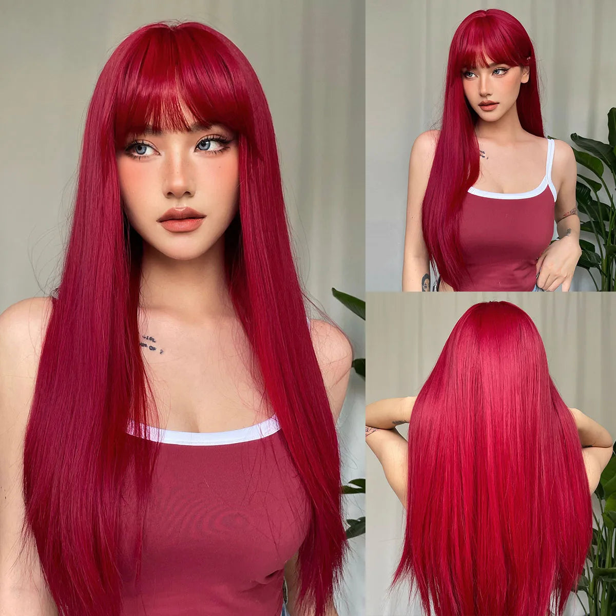 EASIHAIR Long Black Wig – Silky Straight, Bangs, Cosplay/Party, Heat-Resistant