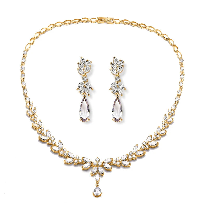 ZAKOL Luxury Cubic Zirconia Earrings & Necklace Set
