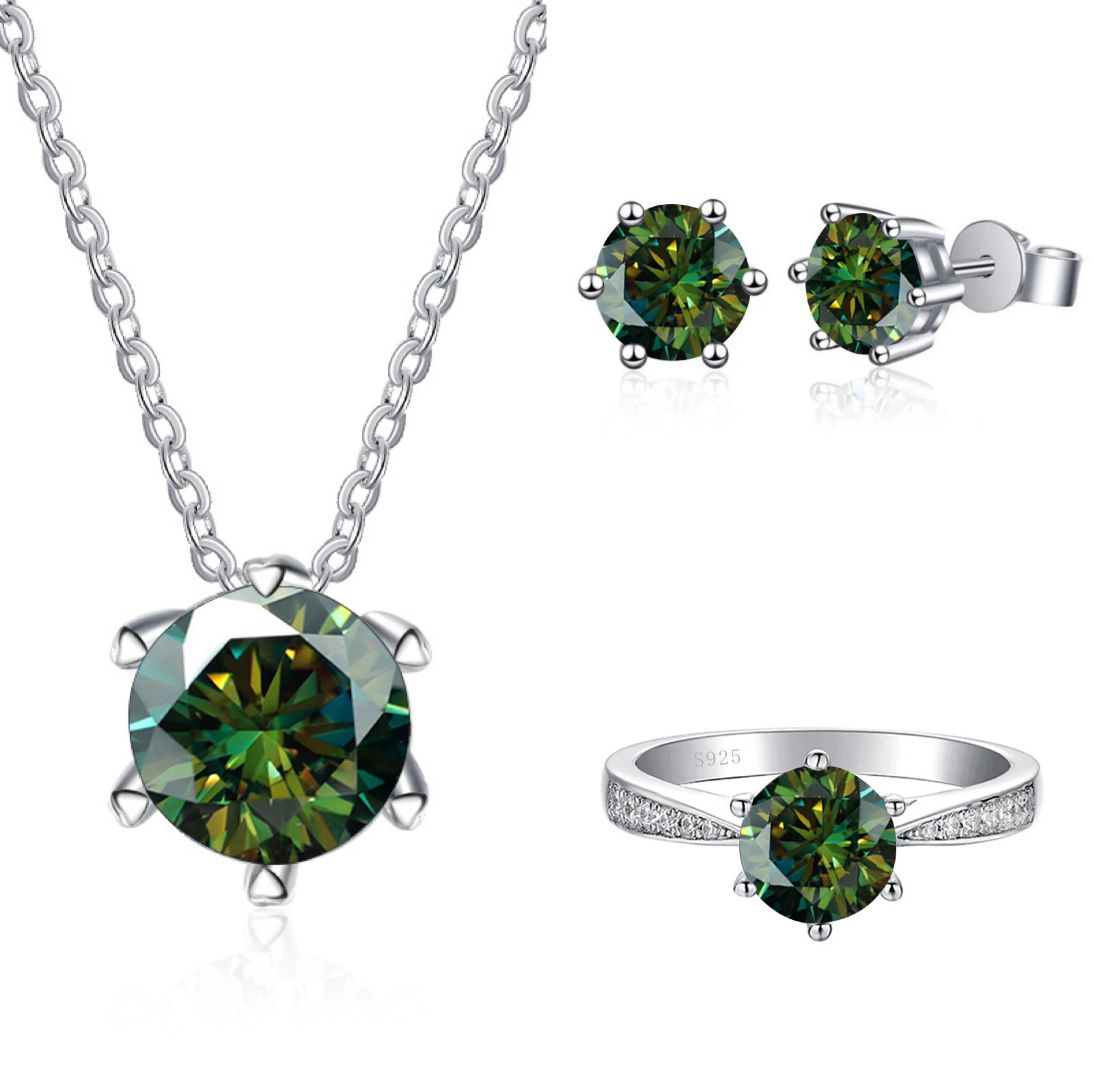 JoyceJelly 1CT D VVS Moissanite Jewelry Set