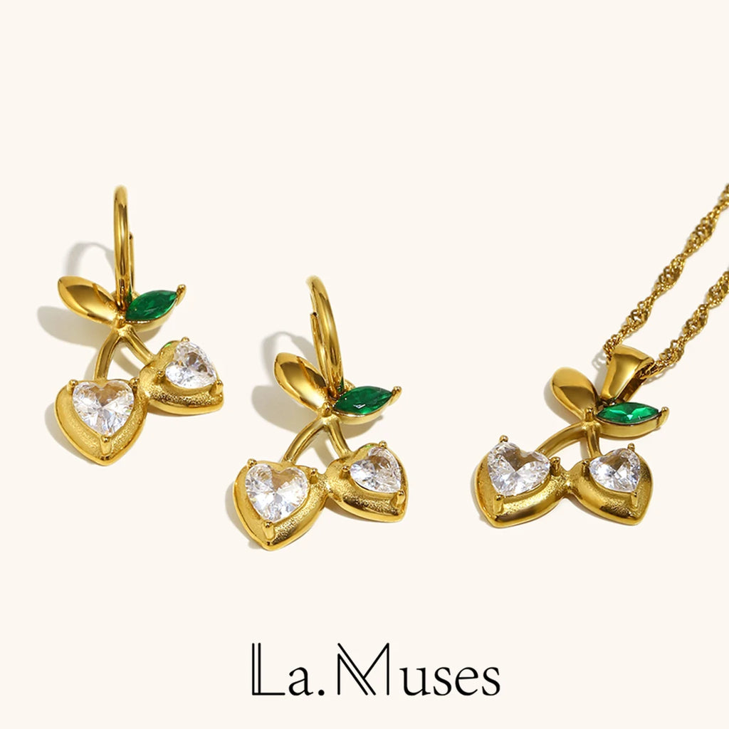 La.Muses Sparkling Cherry Zircon Jewelry Set