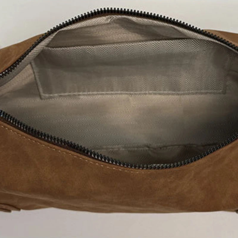 Trendy Suede Leather Underarm Bag – Retro Motorcycle Style for Women