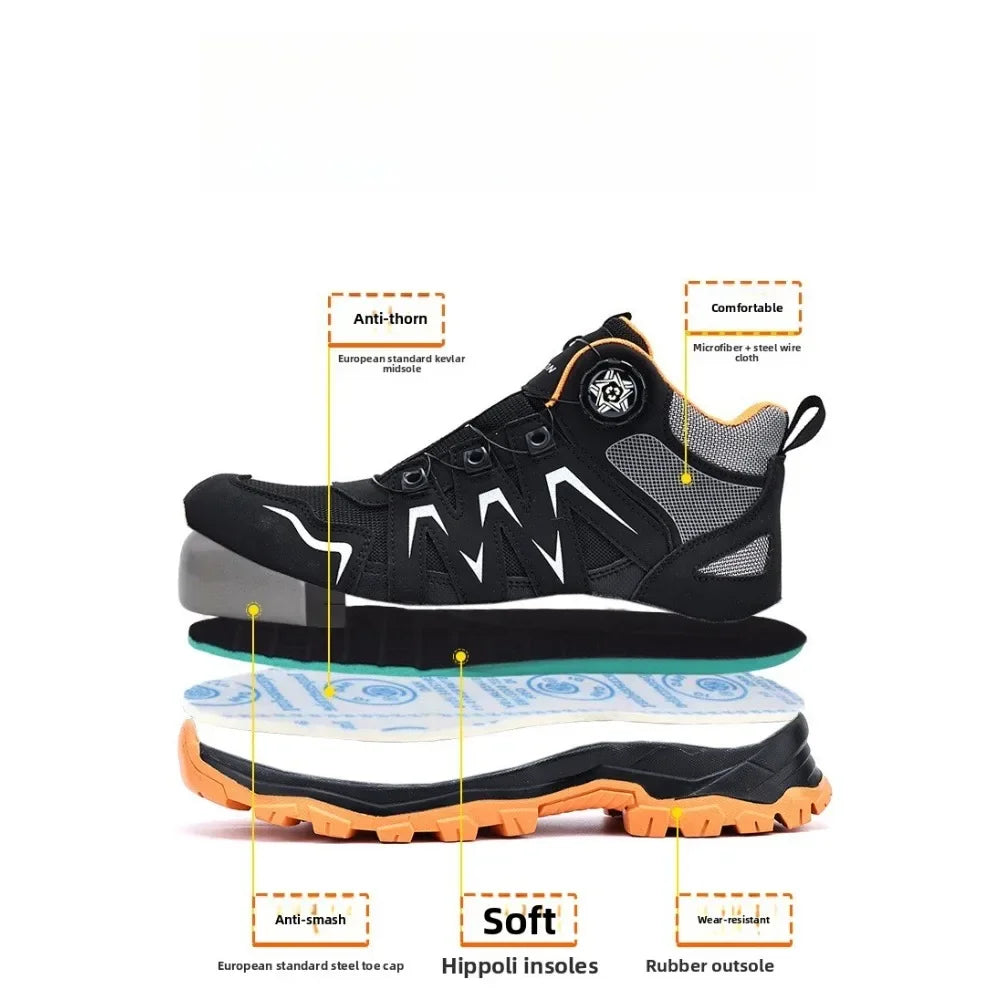 Steel Toe Work Shoes – Anti-Smash, Anti-Piercing, Wear-Resistant Rubber Soles, Durable