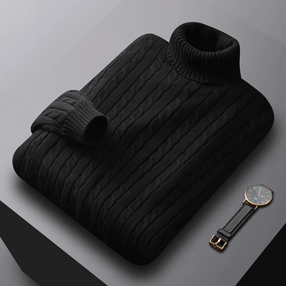 Men's Turtleneck Sweater – Solid Color, High Neck, Knitted, Casual, Fall/Winter