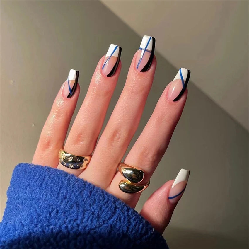 24pcs Wine Red Glitter Gradient Press-On Nails