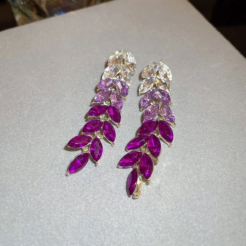 Feuille de Luxe – Leaf Rhinestone Earrings
