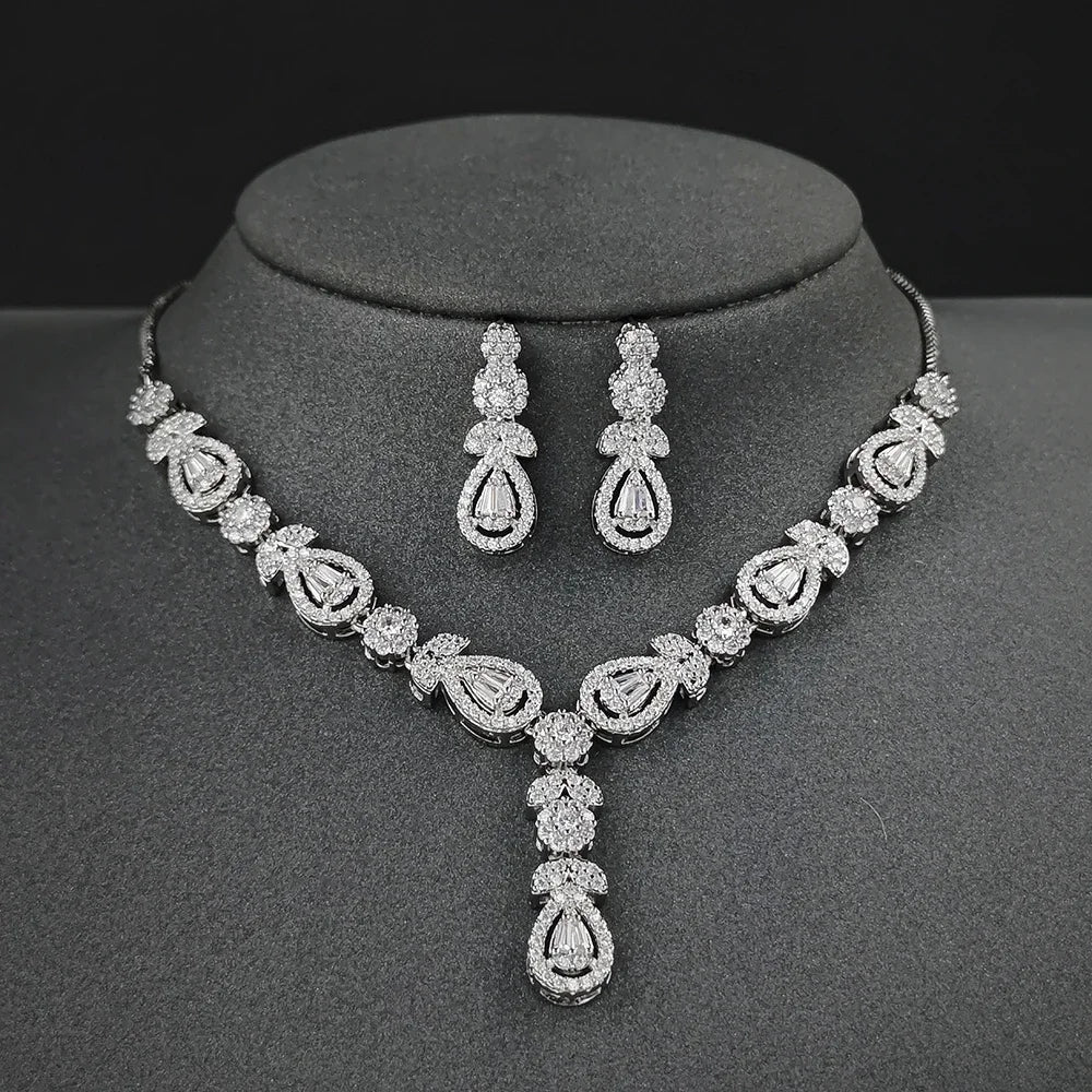 Luxury 2PCS Indian African Silver Jewelry Set – Necklace & Earrings