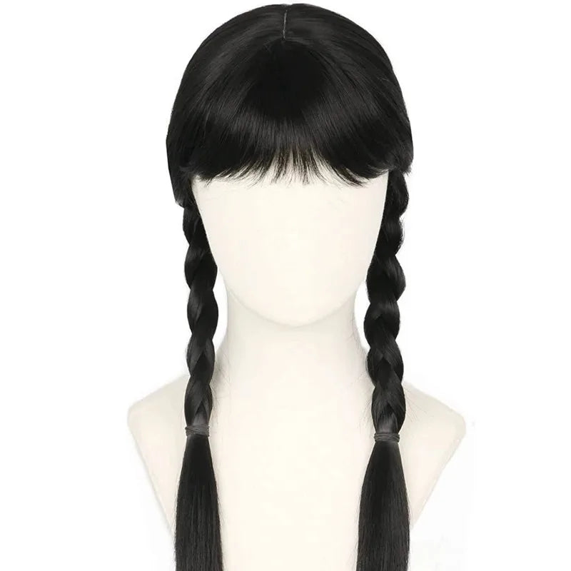 Black Synthetic Hair Extensions – Double Braid, Long Straight, Cosplay/Halloween