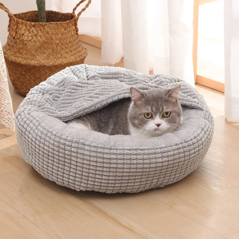 Round Pet Bed – Warm, Fluffy, Orthopedic, Anti-Stress, for Cats & Dogs