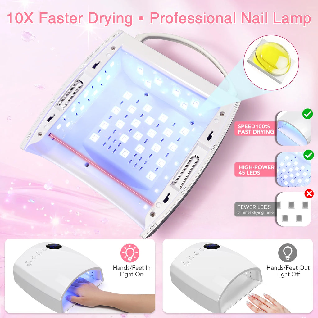 DianaBeauty UV LED Nail Lamp – Rechargeable, Cordless, 4 Timer Modes, 7500mAh Battery