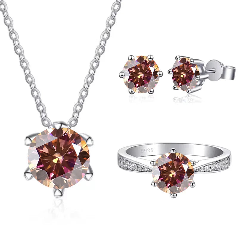 JoyceJelly 1CT D VVS Moissanite Jewelry Set