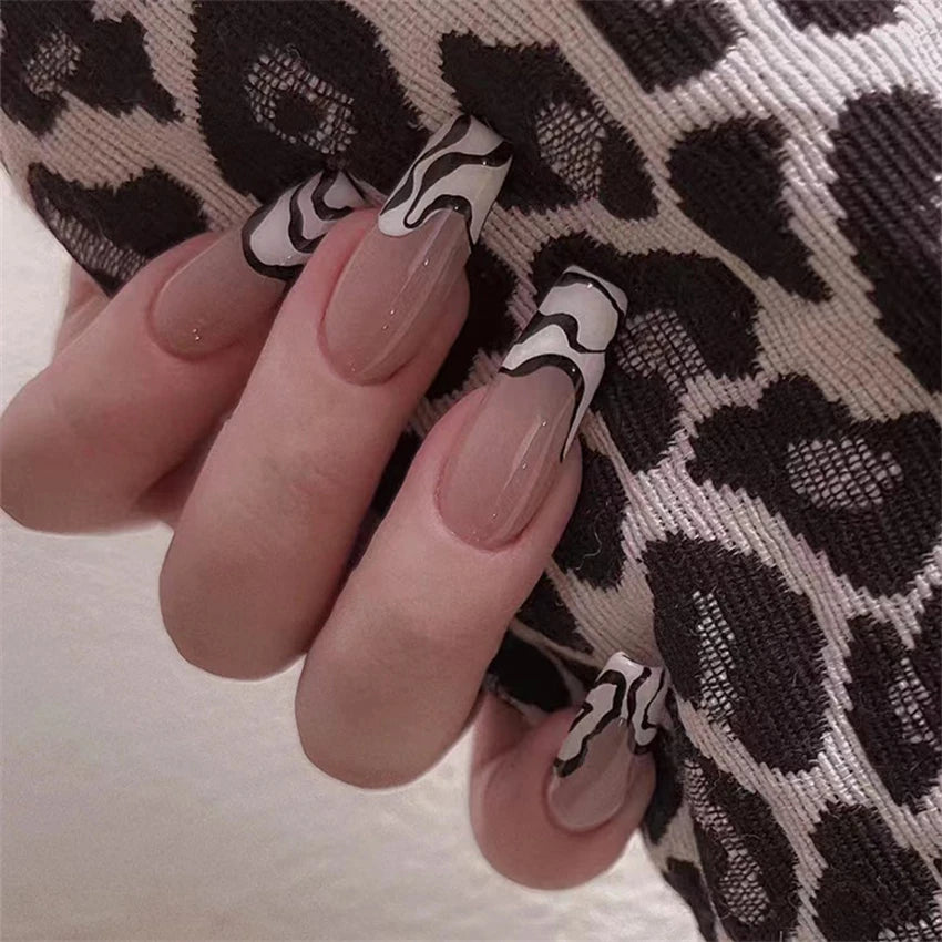 24pcs Wine Red Glitter Gradient Press-On Nails