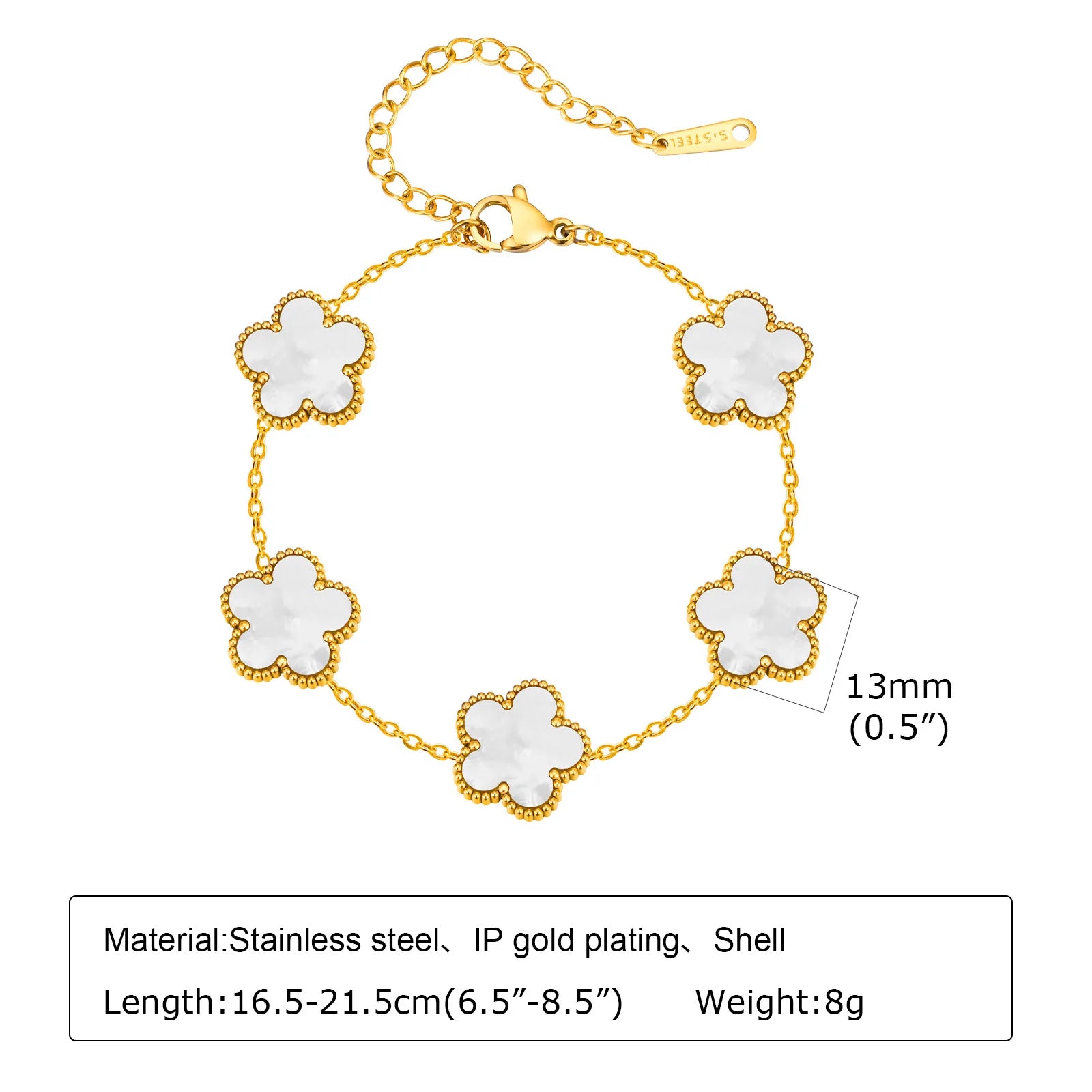 13mm Clover Stainless Steel Bracelet Set – Women’s Gift