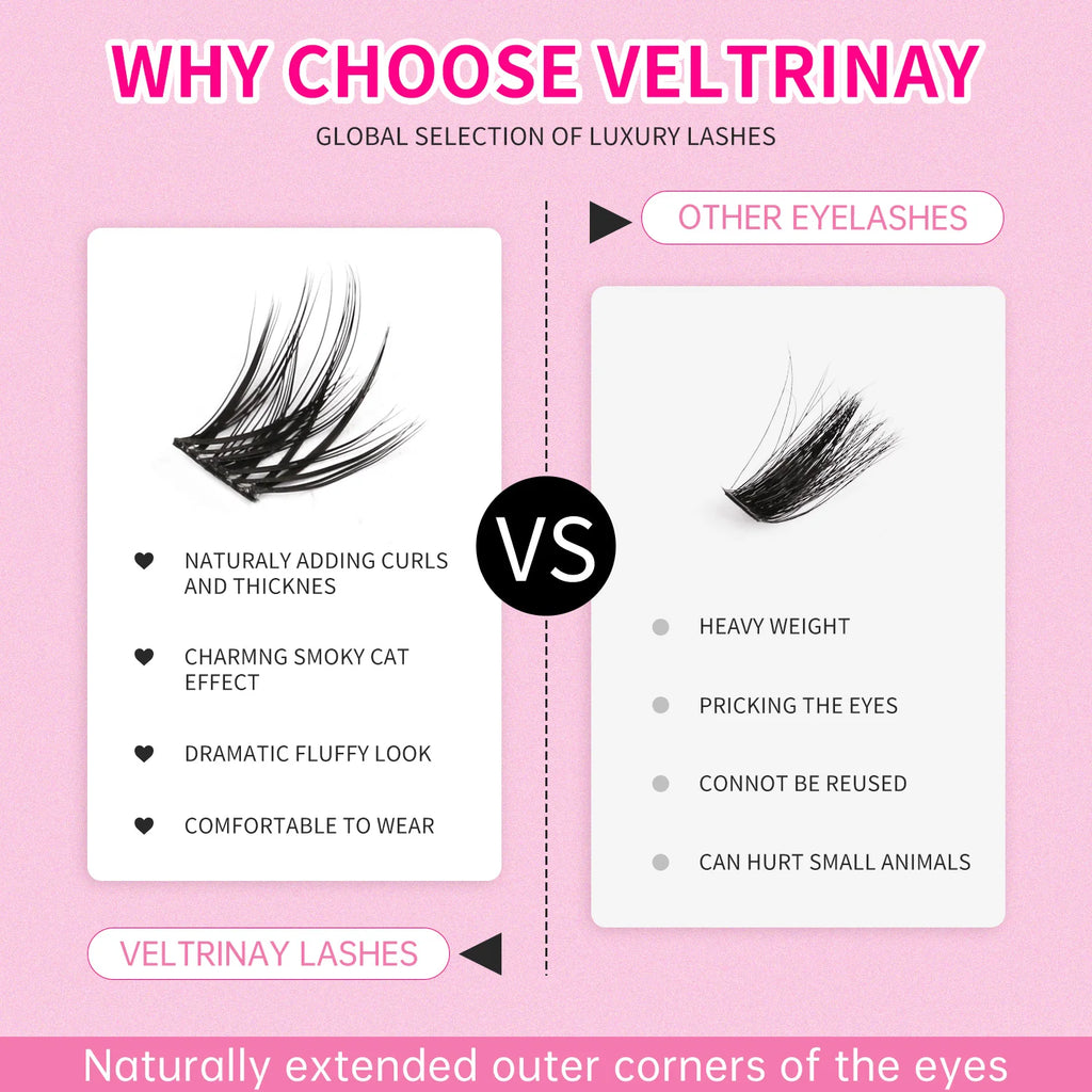 Veltrinay DIY Lash Kit – Natural Volume, Includes Tweezers & Glue, Salon-Quality at Home