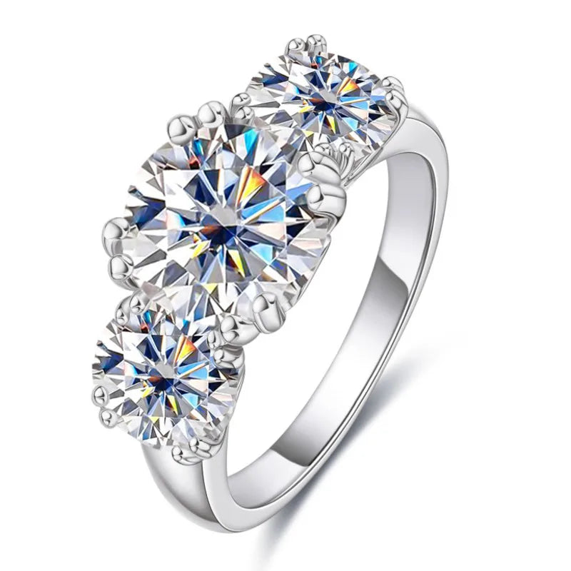 JoyceJelly 5Carat Total VVS 3EX Cut Moissanite Diamond Ring For Women Timeless Trends Sterling S925 Silver Jewelry Wedding Bands