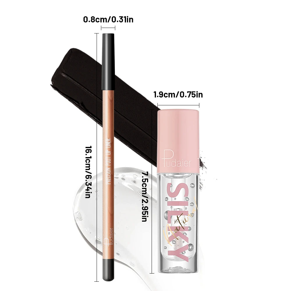 Black Lip Liner & Clear Lip Gloss – Waterproof, Long-Lasting, Sexy Look