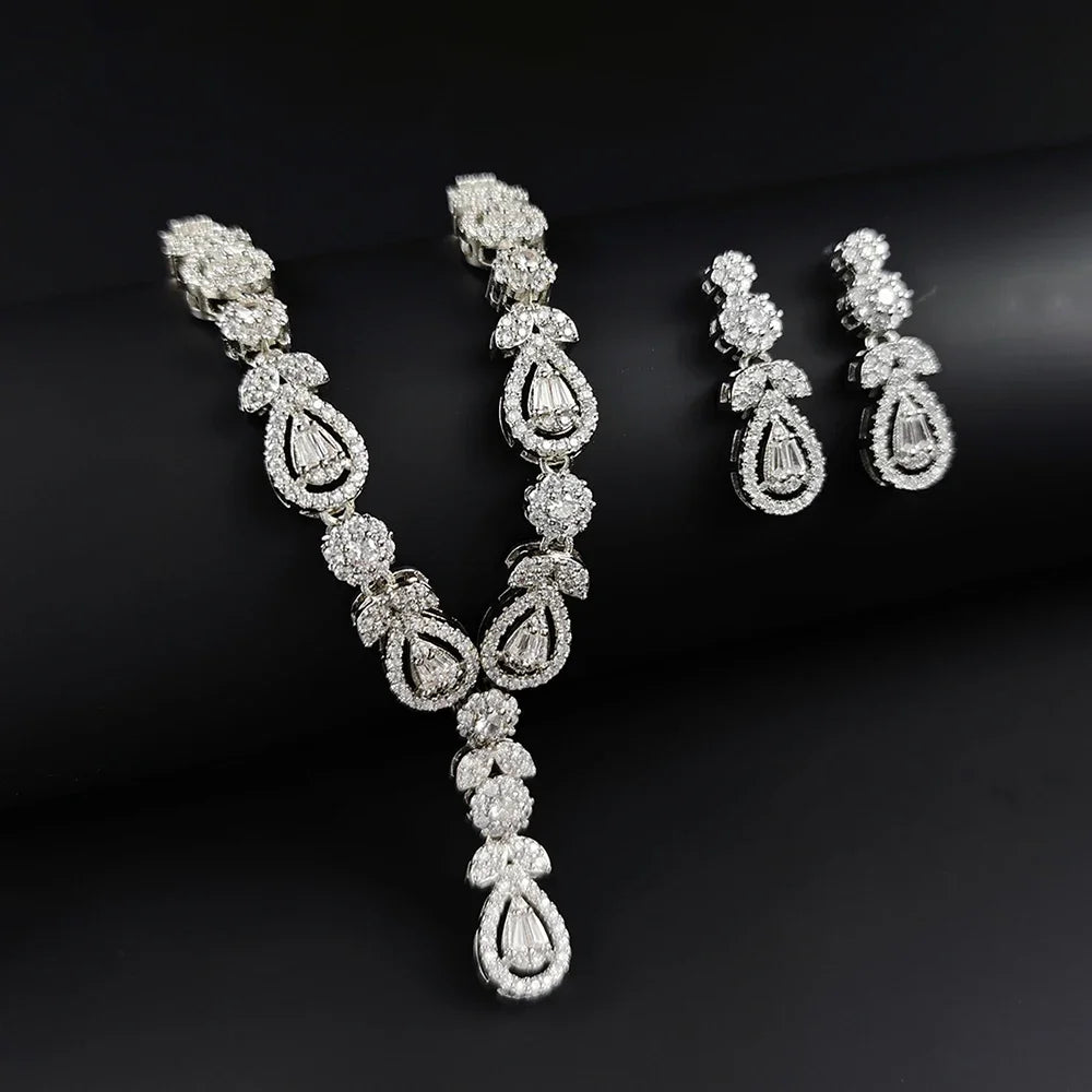 Luxury 2PCS Indian African Silver Jewelry Set – Necklace & Earrings