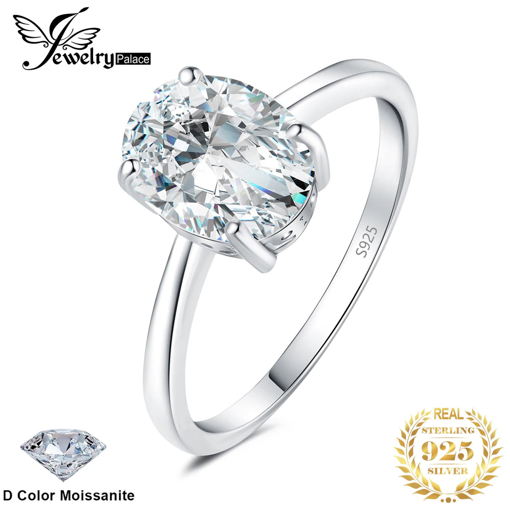 1ct 2ct Oval Moissanite Solitaire Ring 925 Silver