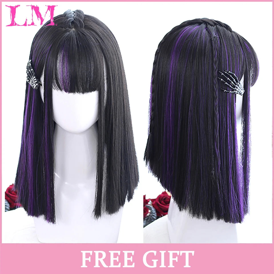 LM Cosplay Wig – 24" Long, Straight Pink, Bangs, Heat-Resistant