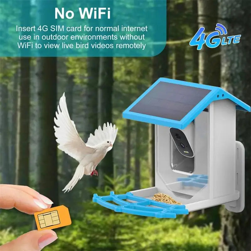 Smart Bird Feeder with Camera – 2K HD, AI Bird Identification, Solar Powered