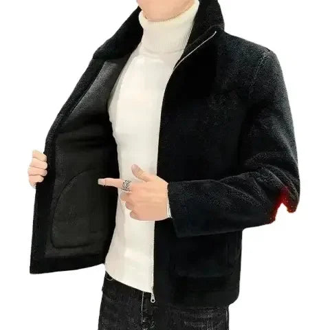 Men's Fleece-Lined Jacket – Thickened, Short, Autumn/Winter, Warm, Casual Loose Fit